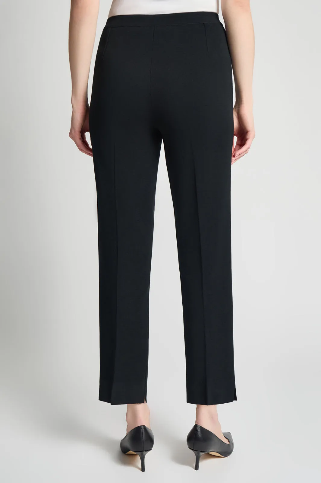 Plus Size Knit Straight-Leg Ankle Pants