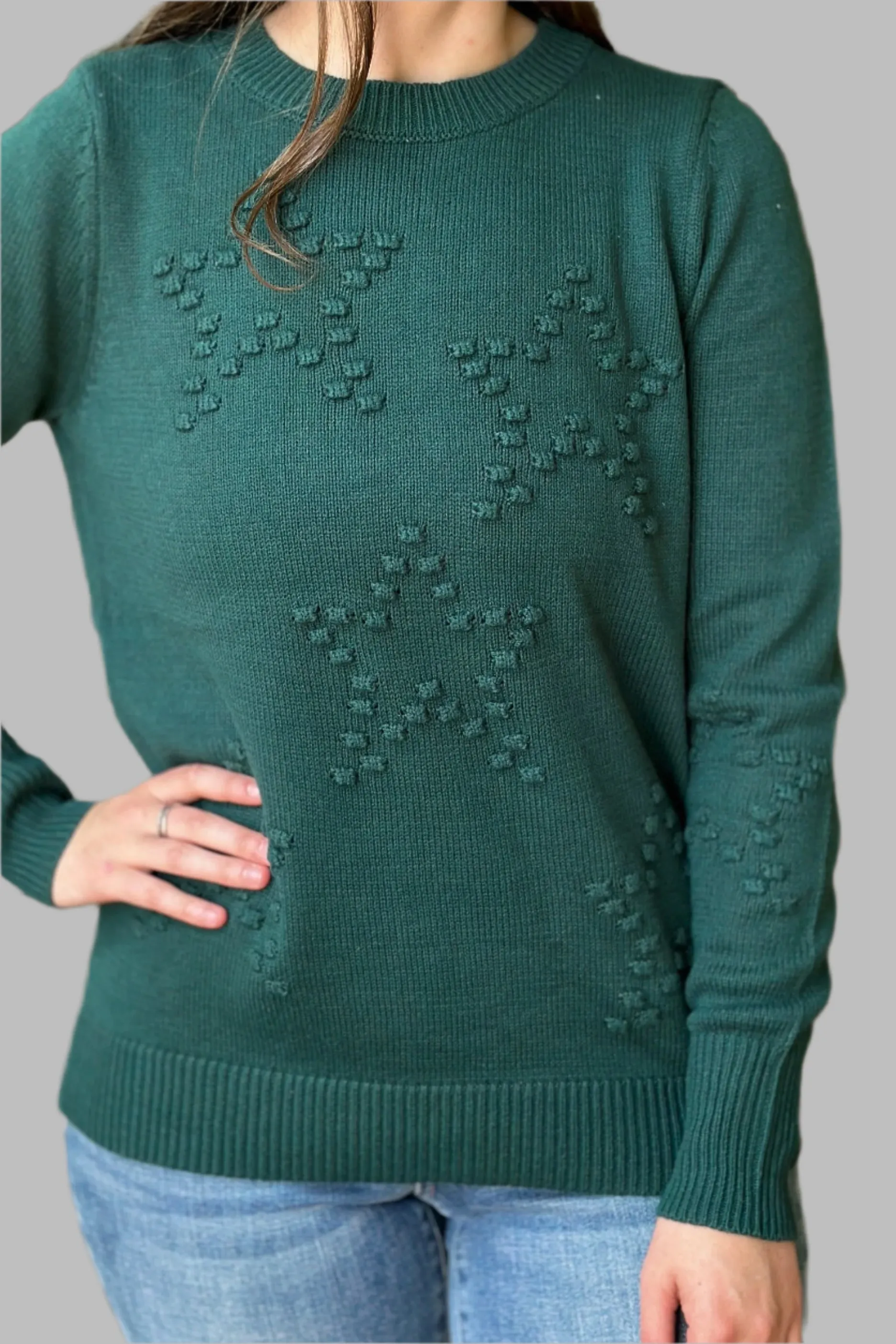 Pompom Star Pullover Green