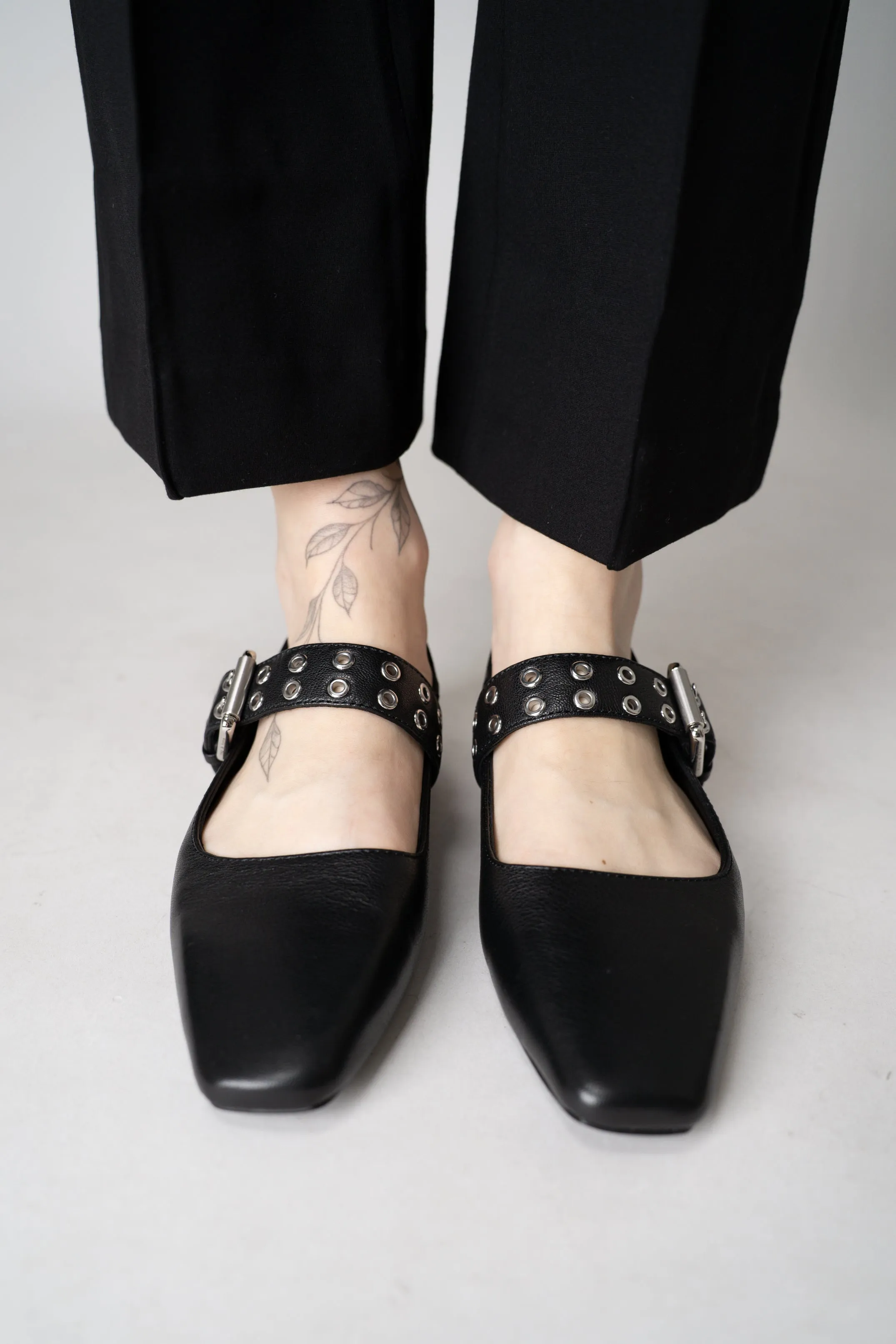Rag & Bone Moto Astra Leather Slingback Flats in Black