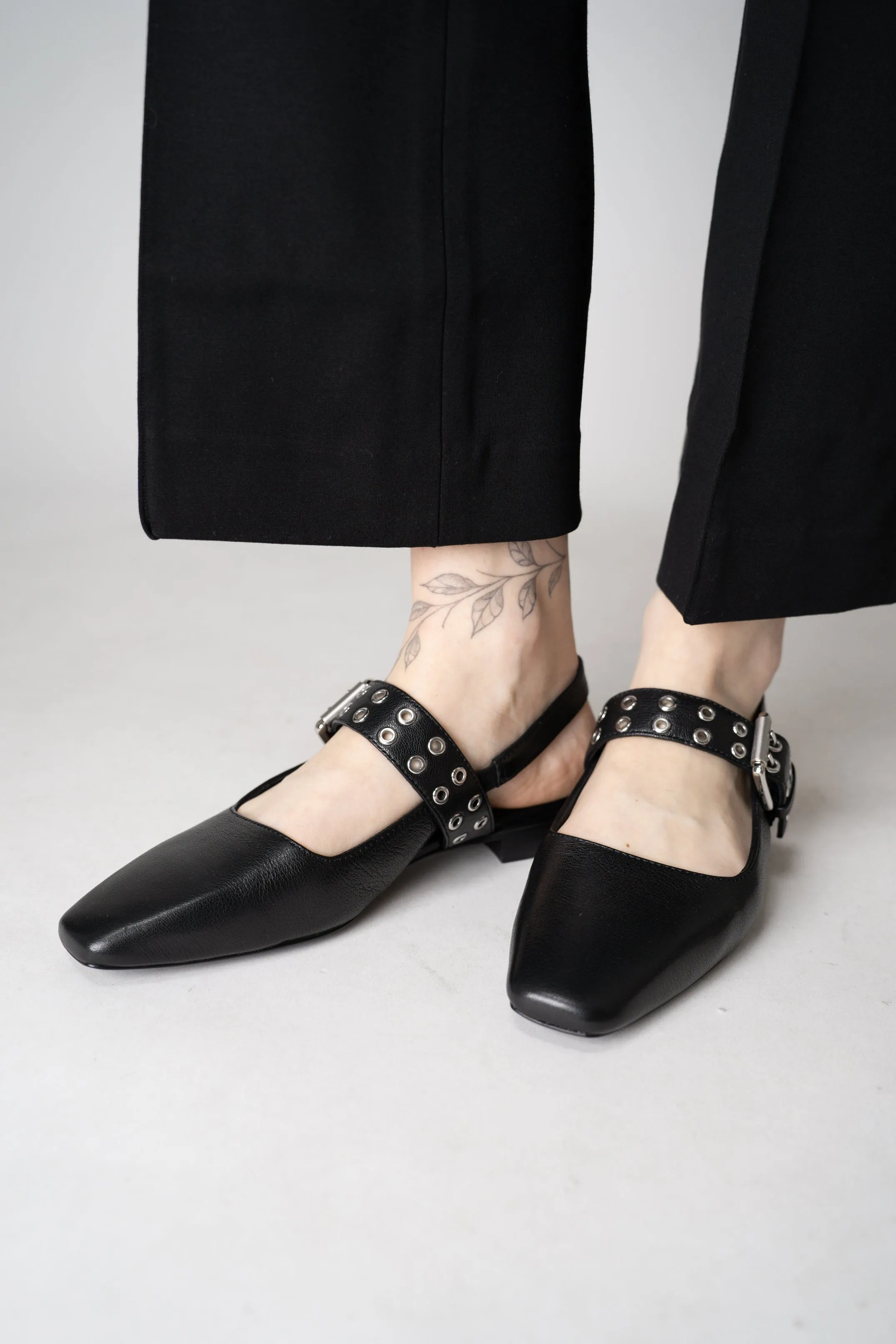 Rag & Bone Moto Astra Leather Slingback Flats in Black