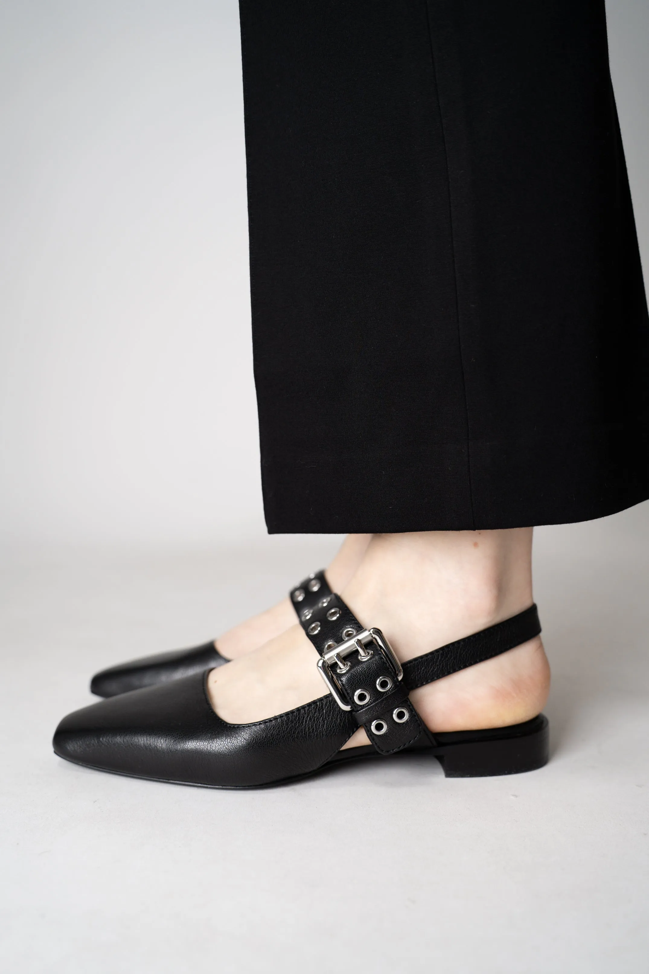 Rag & Bone Moto Astra Leather Slingback Flats in Black