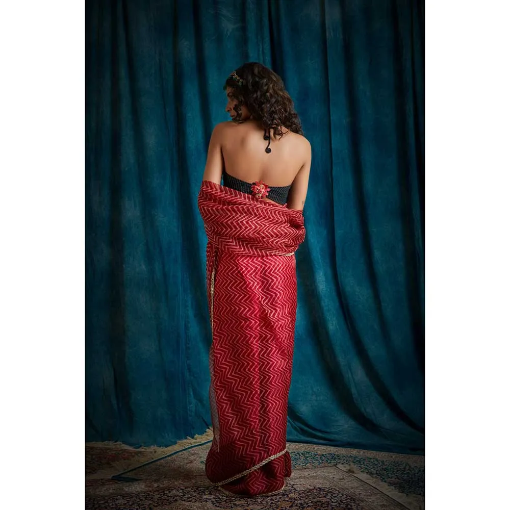 RAISHAA Red Hestia Aztec Saree