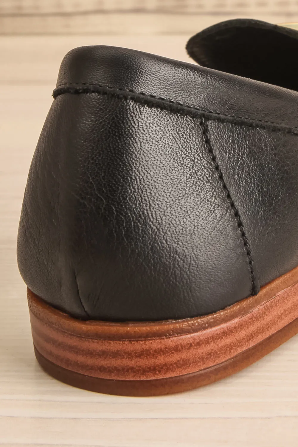 Sambina Black | Leather Loafers w/ Golden Hardware