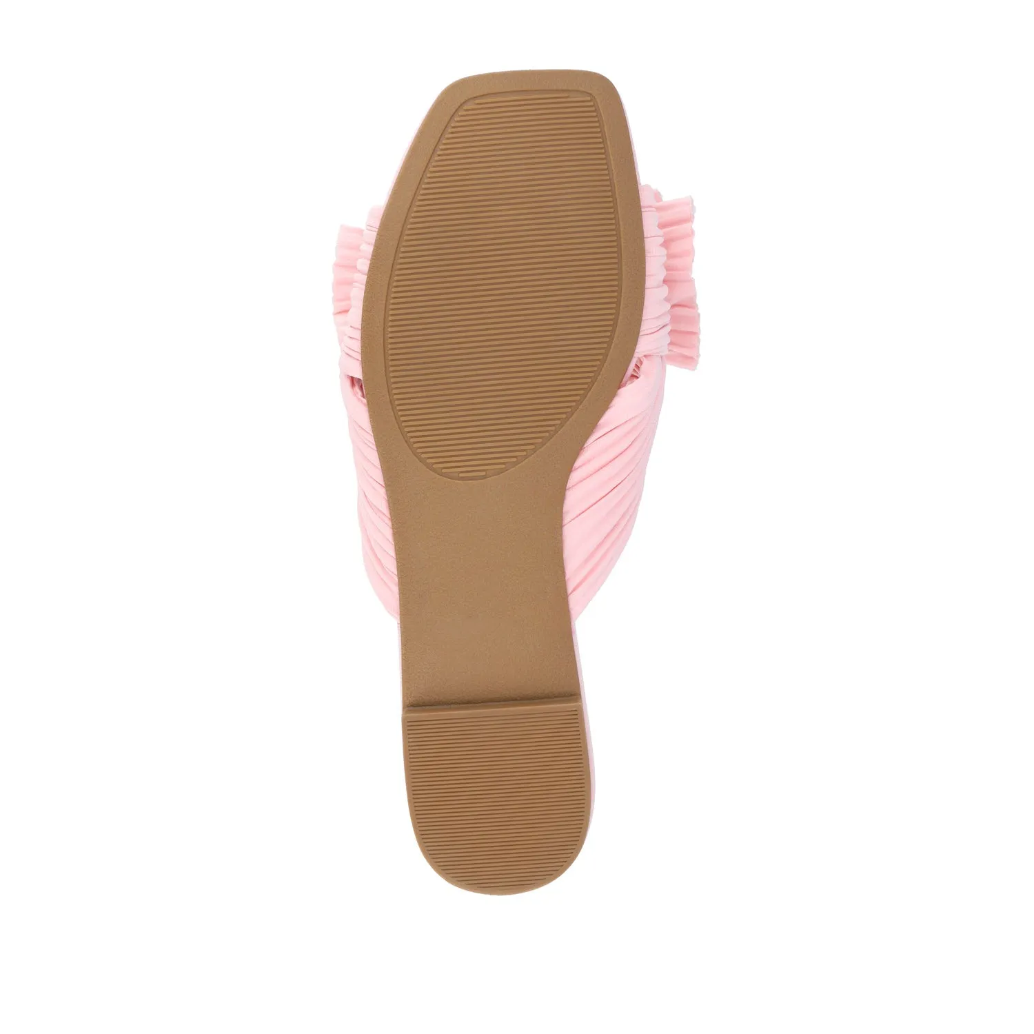 SERLINA PLEATED SLIDE SANDALS IN FOIL