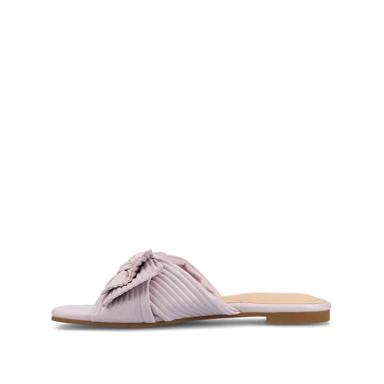 SERLINA PLEATED SLIDE SANDALS IN FOIL