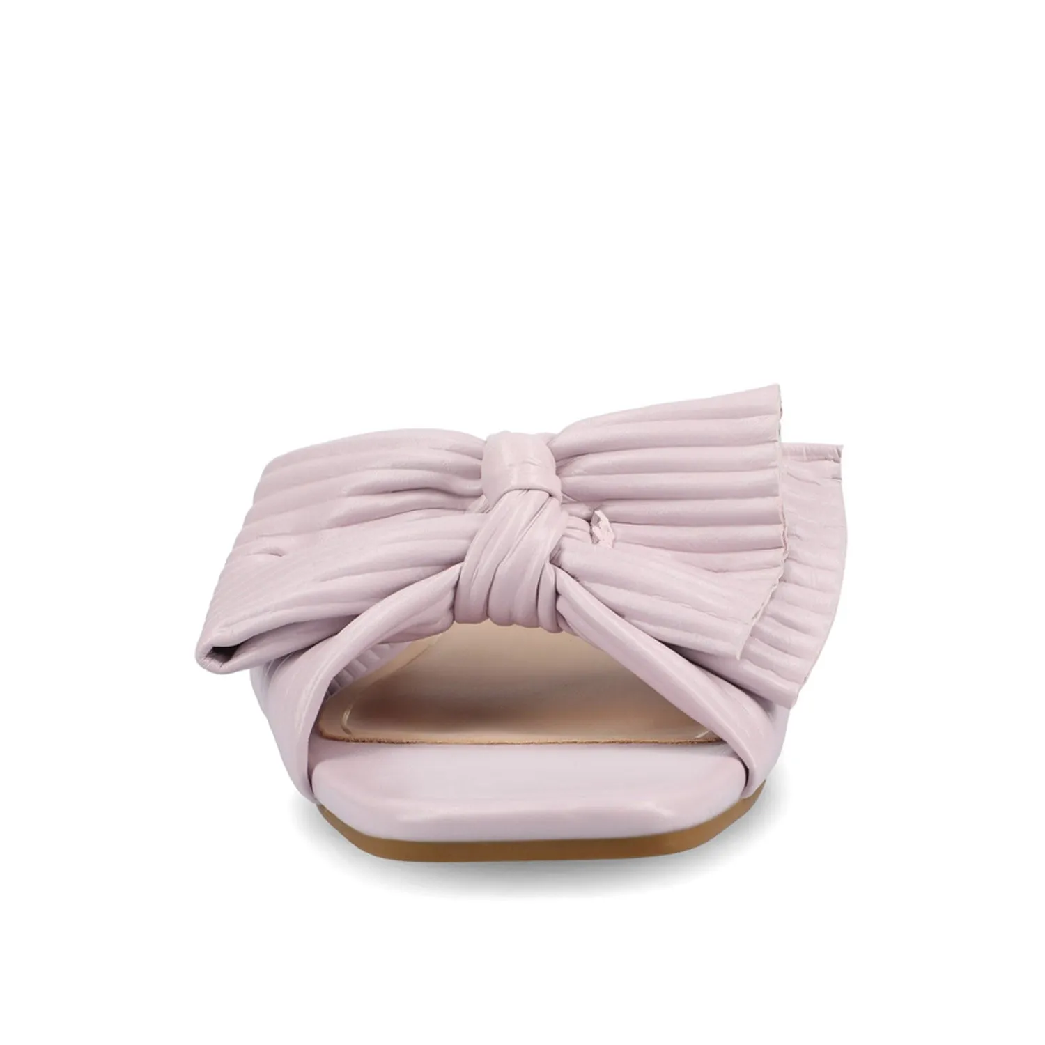 SERLINA PLEATED SLIDE SANDALS IN FOIL