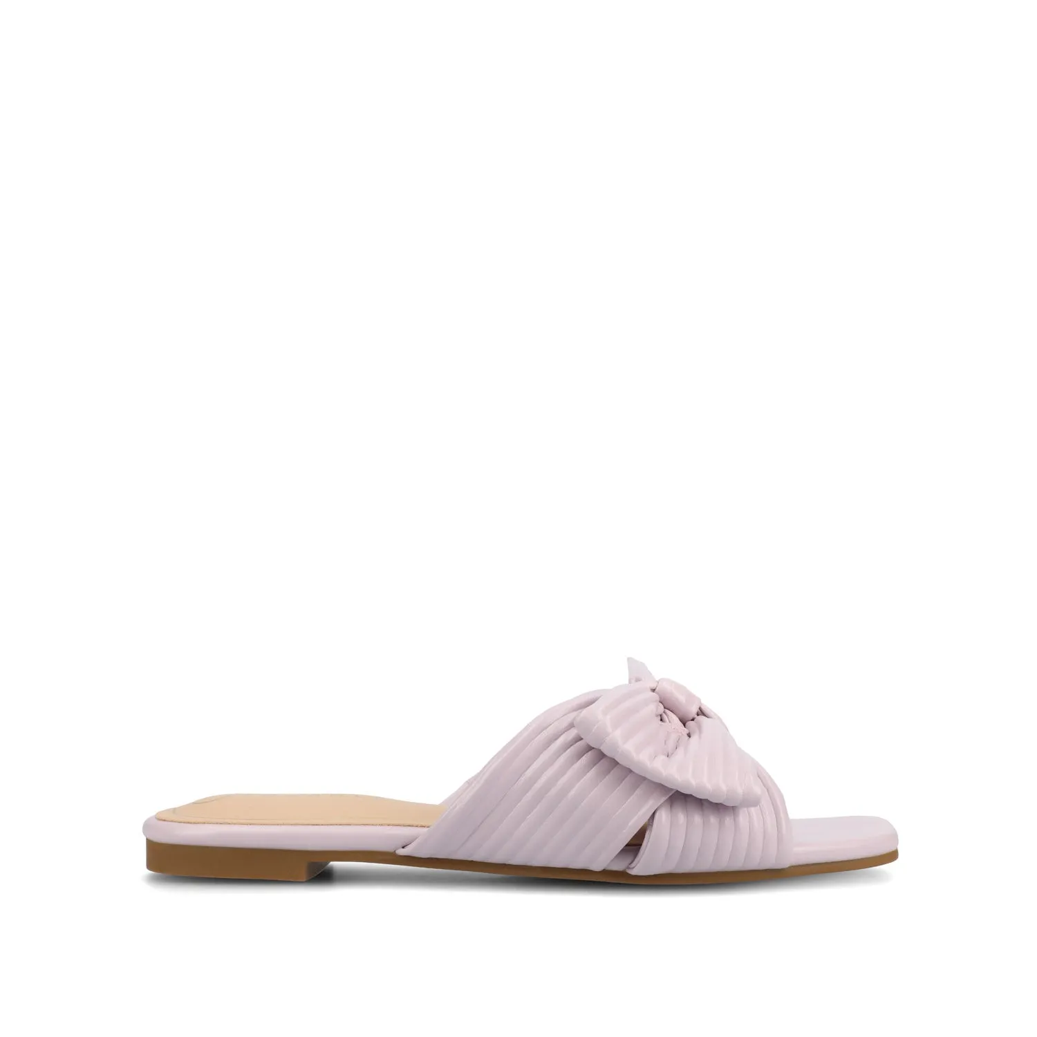 SERLINA PLEATED SLIDE SANDALS IN FOIL