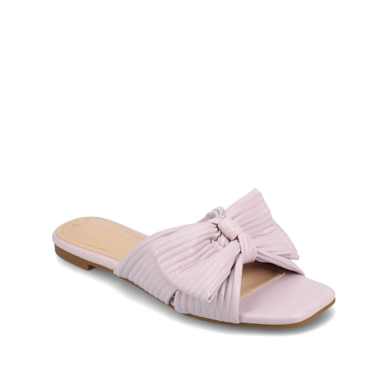 SERLINA PLEATED SLIDE SANDALS IN FOIL