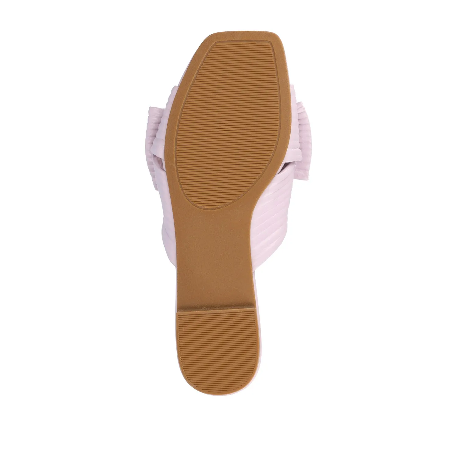 SERLINA PLEATED SLIDE SANDALS IN FOIL