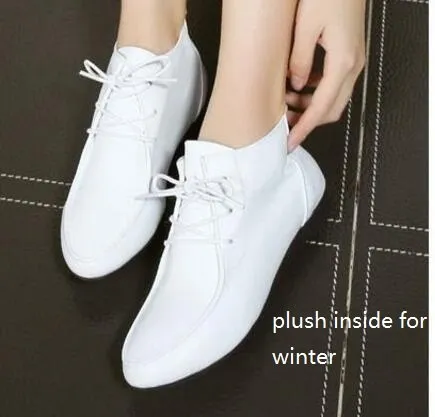 Spring and Autumn Ankle Boots Genuine Leather Boots Casual Boots Lace Up Women Shoes Leather Winter