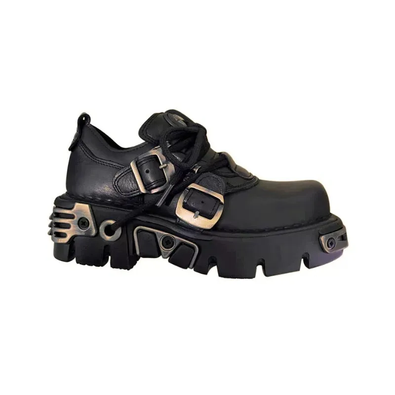 Step into the Dark Side: Gothic Thick-Soled Leather Shoes for a Bold Look 01