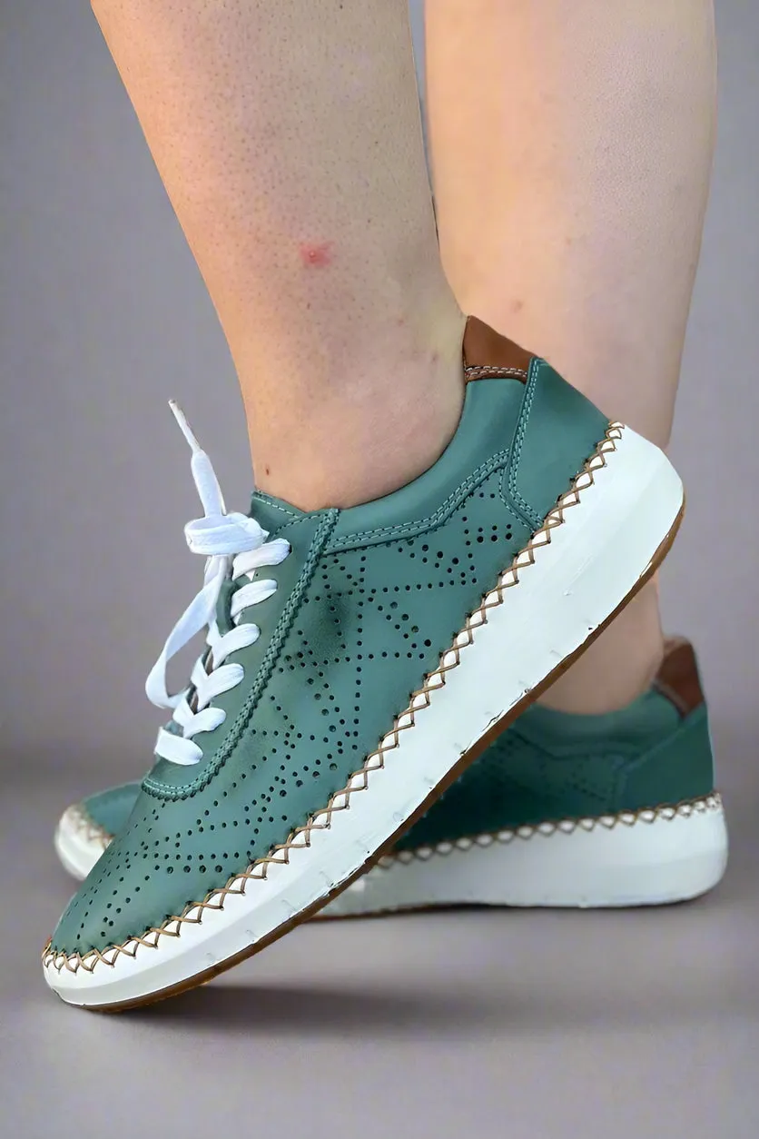 Travel Teal Leather Sneaker