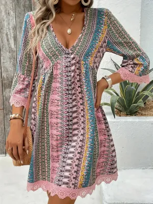 Ulya - Elegant Lace Trim Dress