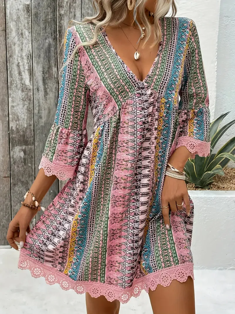 Ulya - Elegant Lace Trim Dress