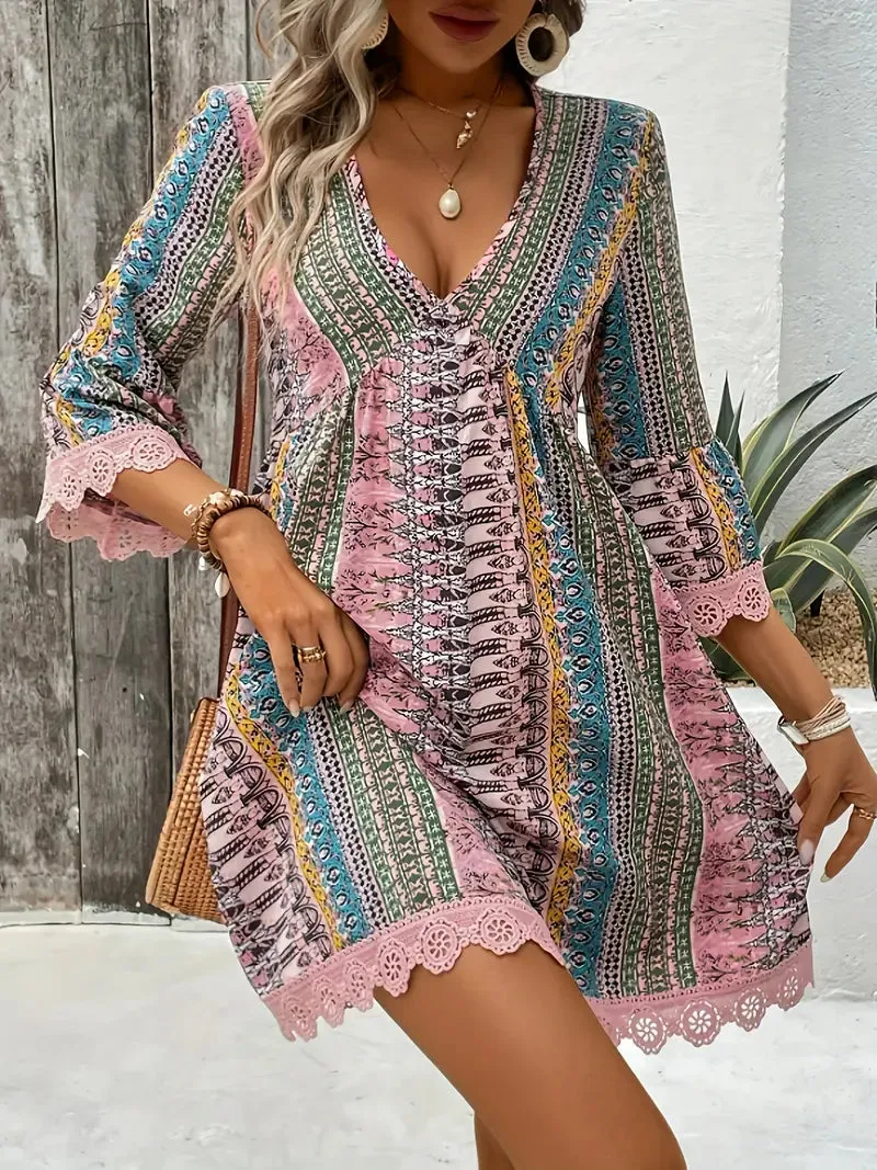 Ulya - Elegant Lace Trim Dress