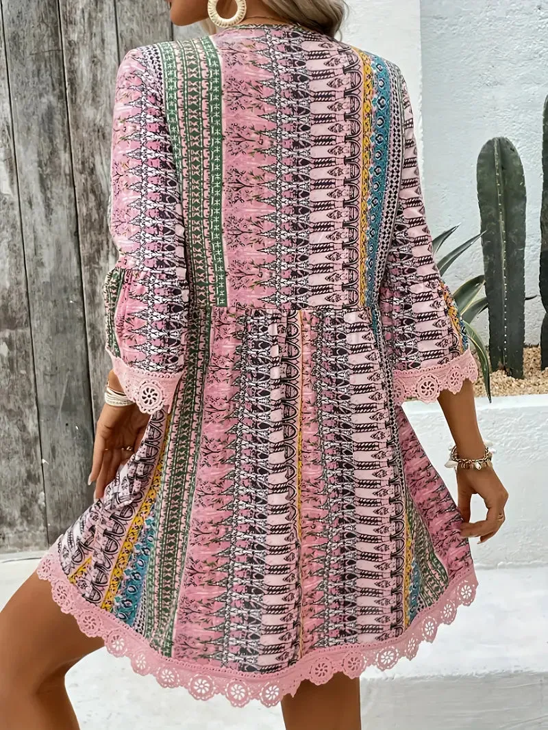 Ulya - Elegant Lace Trim Dress
