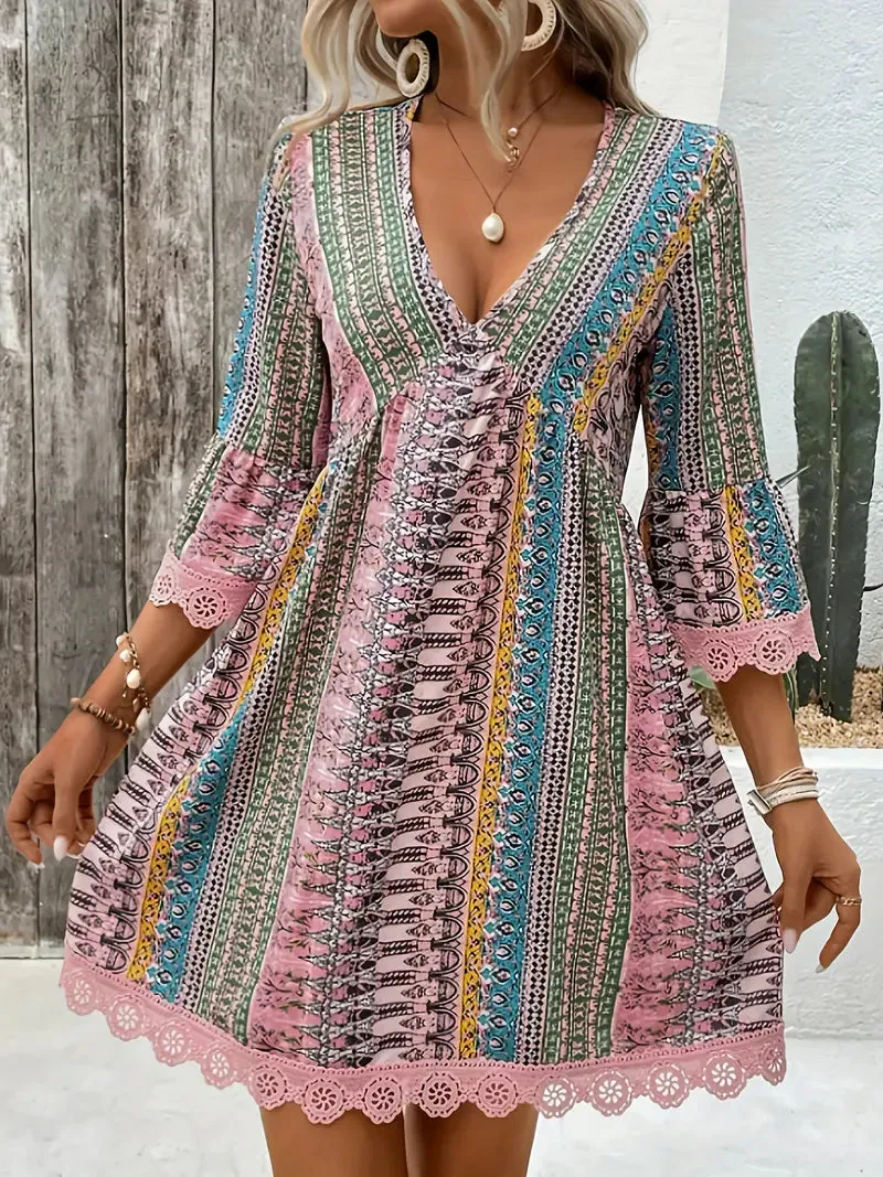 Ulya - Elegant Lace Trim Dress