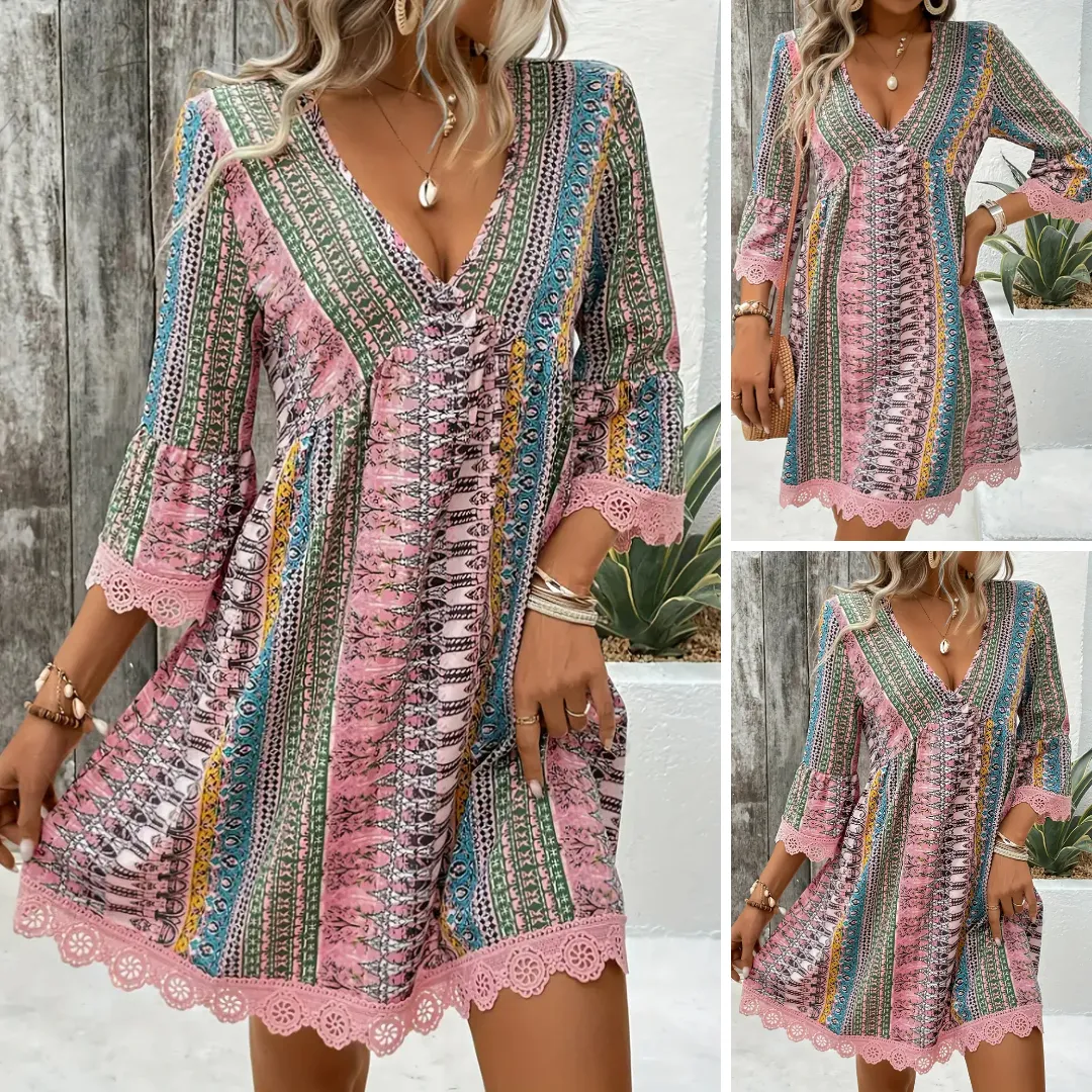 Ulya - Elegant Lace Trim Dress