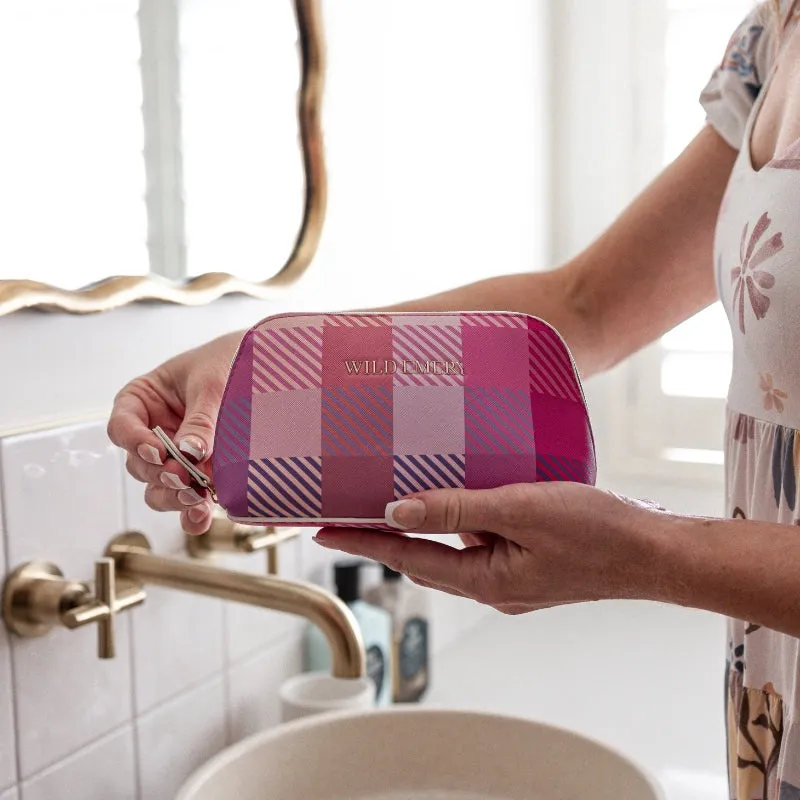 Wild Emery | Small Toiletry Bag - Pink Check