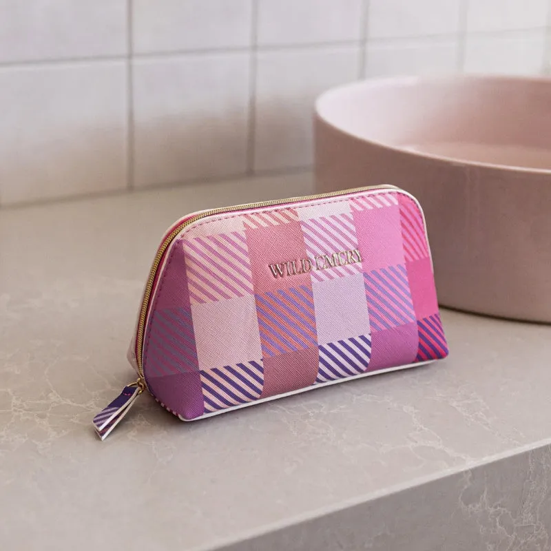 Wild Emery | Small Toiletry Bag - Pink Check