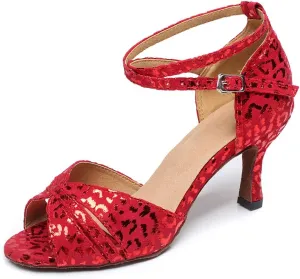 Women Glitter Latin Dance Shoes Professional Ballroom Salsa Dance Shoes Social Wedding Dancing Sandals