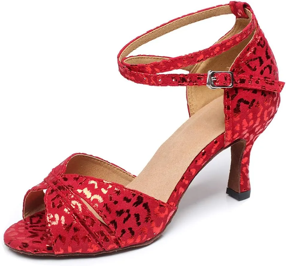 Women Glitter Latin Dance Shoes Professional Ballroom Salsa Dance Shoes Social Wedding Dancing Sandals