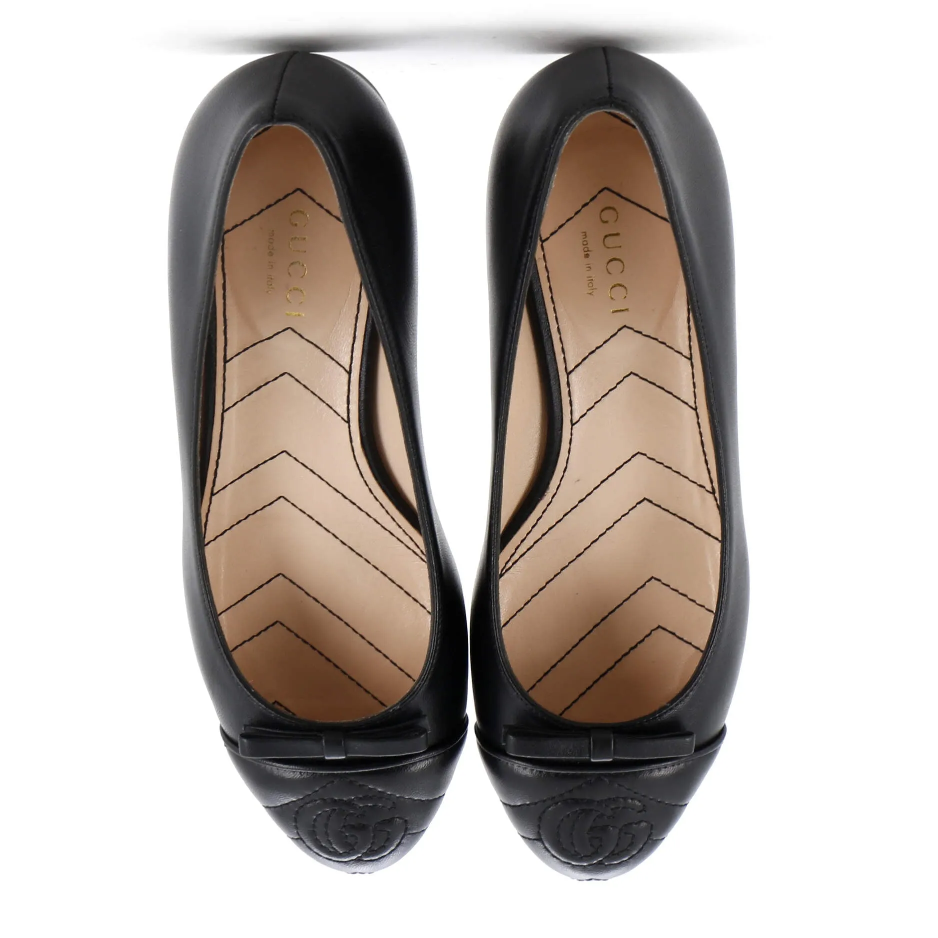 Women's GG Cap Toe Ballet Flats Leather with Matelasse Detail
