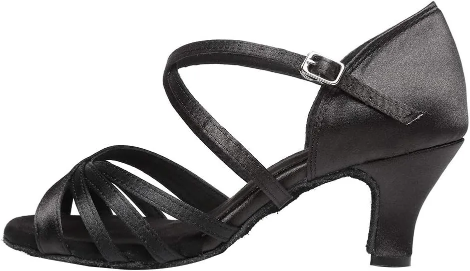 Women's Latin Dance Shoes Satin Ballroom Salsa Professional Practice Performance Dance Shoes,Model L351