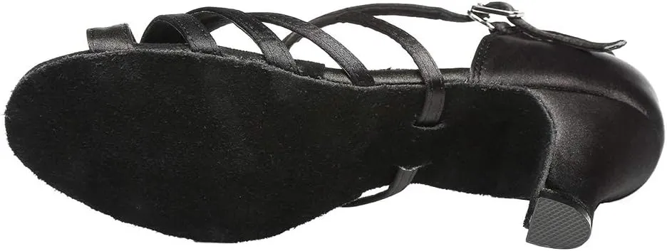 Women's Latin Dance Shoes Satin Ballroom Salsa Professional Practice Performance Dance Shoes,Model L351