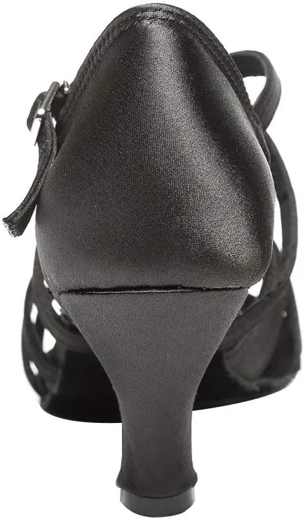 Women's Latin Dance Shoes Satin Ballroom Salsa Professional Practice Performance Dance Shoes,Model L351