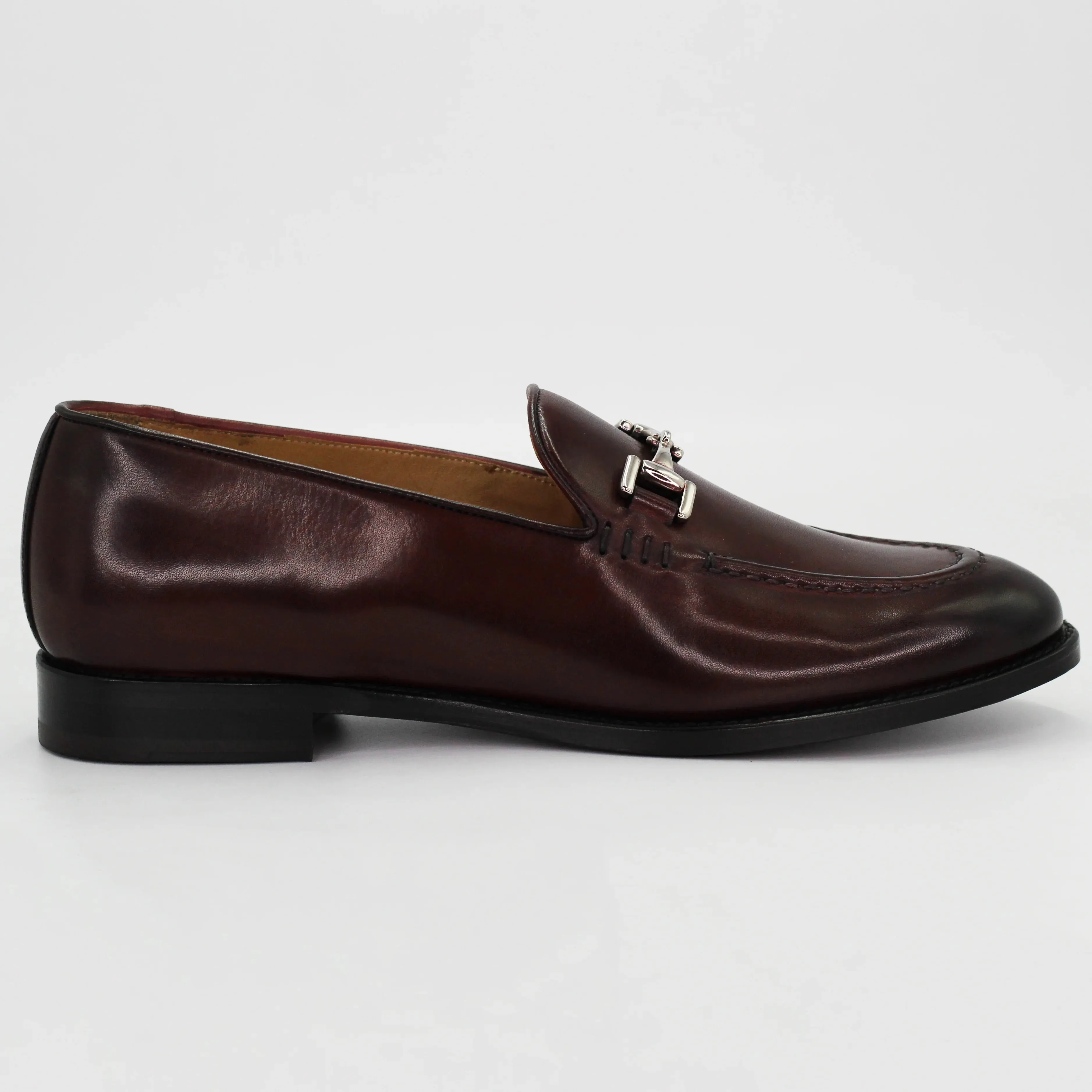 Women's Moccasin Horse Bit in Calf Leather Bordeaux (BRD9426)