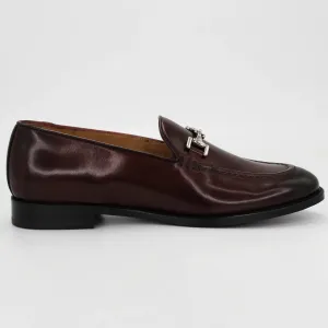 Women's Moccasin Horse Bit in Calf Leather Bordeaux (BRD9426)