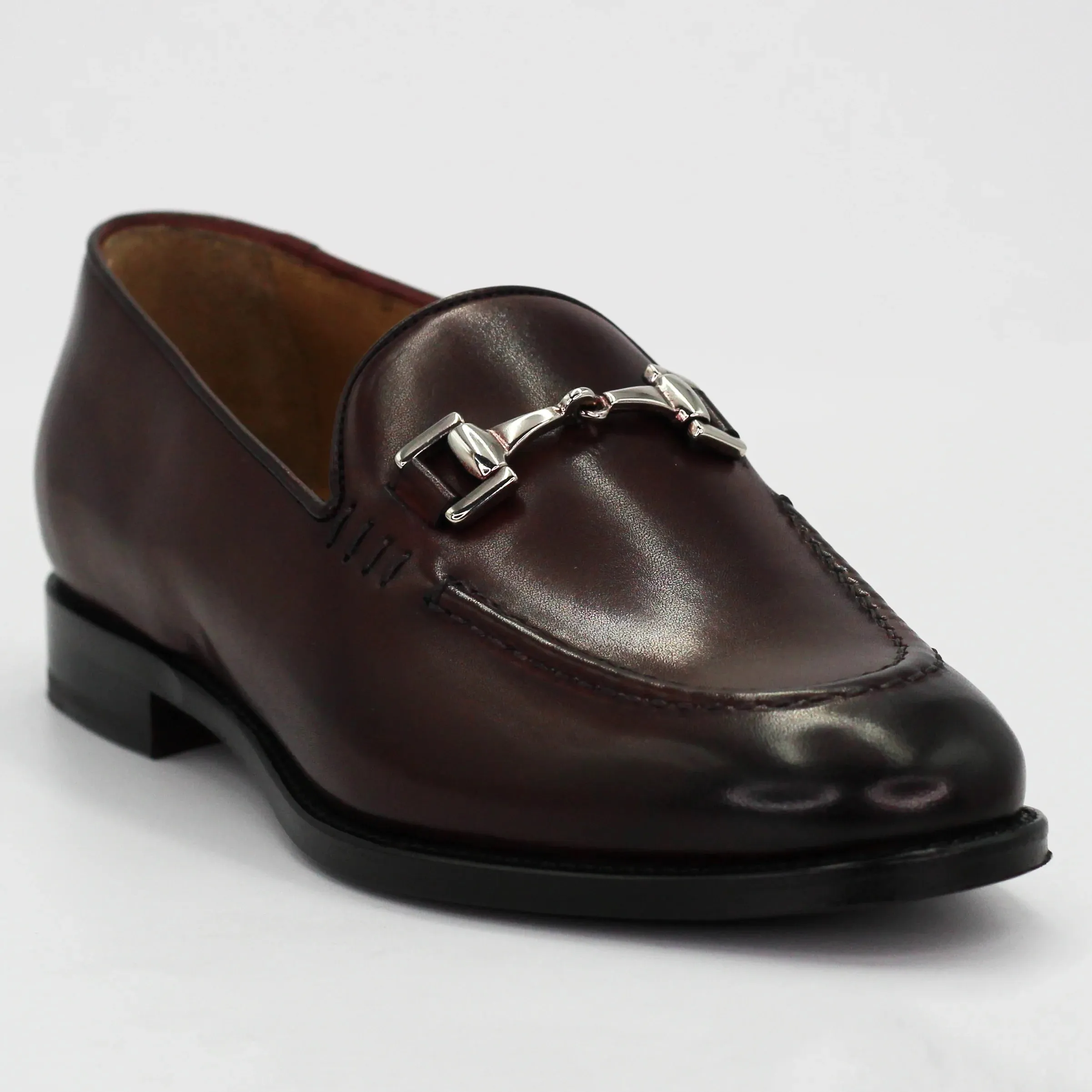 Women's Moccasin Horse Bit in Calf Leather Bordeaux (BRD9426)