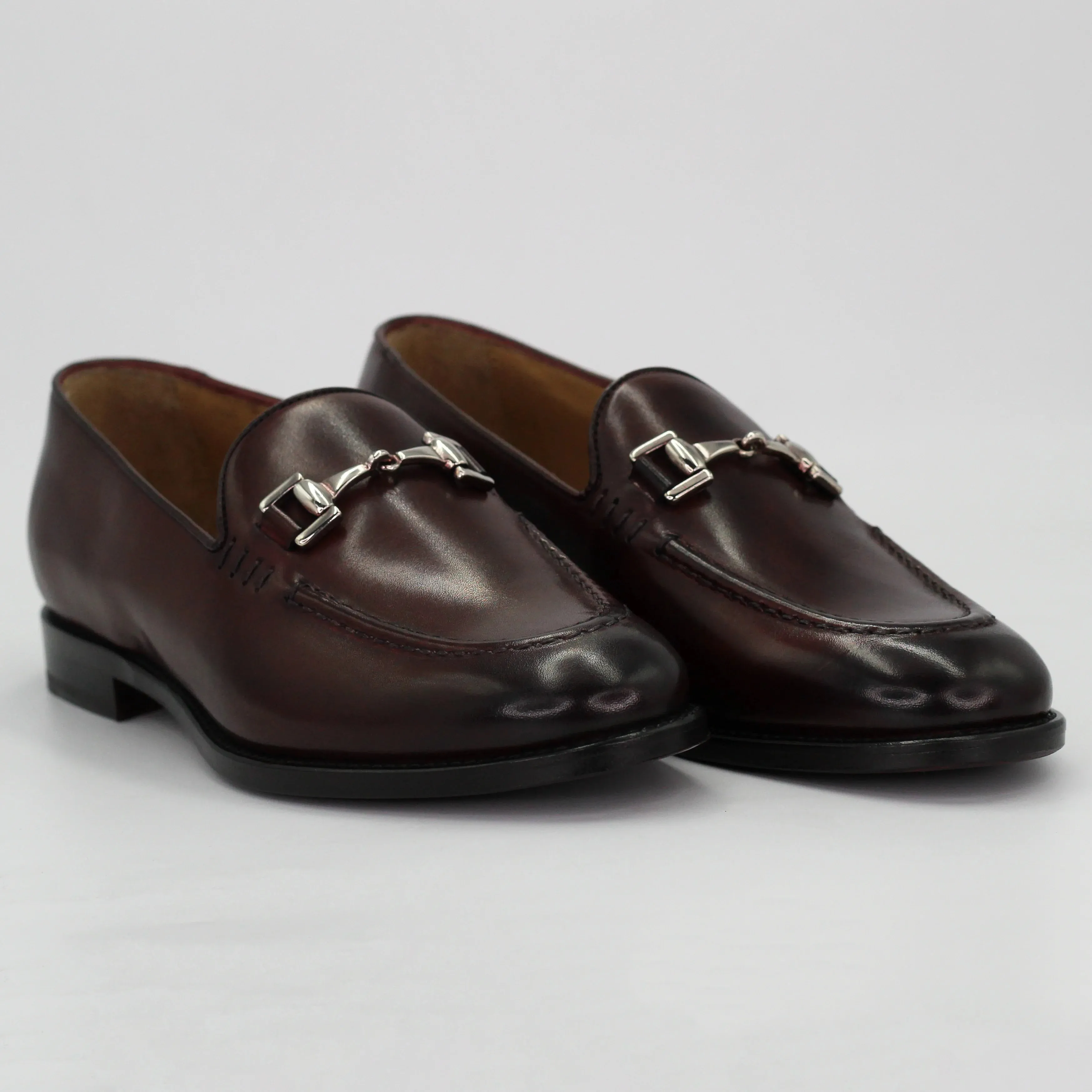 Women's Moccasin Horse Bit in Calf Leather Bordeaux (BRD9426)